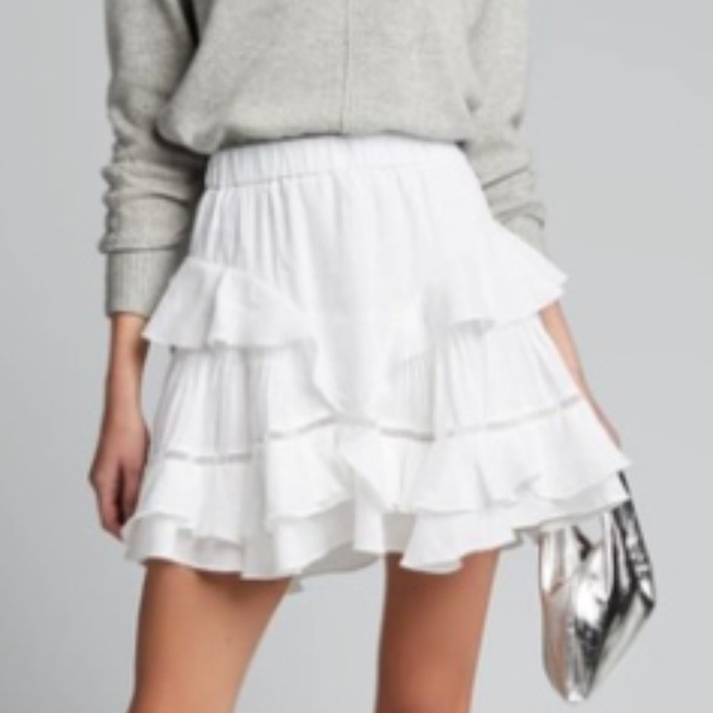 ISABEL MARANT ÉTOILE WHITE ALIKAYA FLOUNCE SKIRT